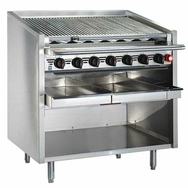 Magikitchn FM-SMB-624 24in Natural Gas Lava Rock Charbroiler with Open Base - 60000 BTU 554FM24SMBN